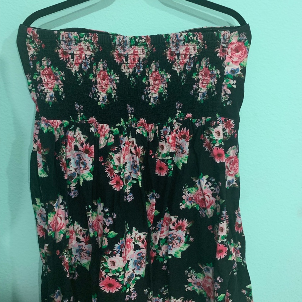 Floral Strapless Short Dress